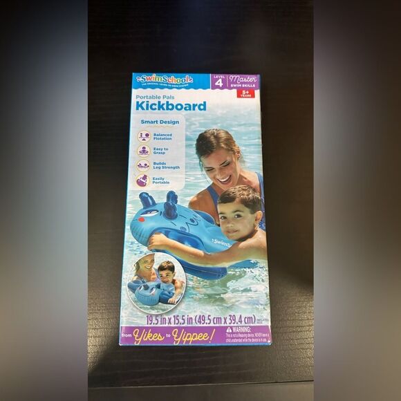 SwimSchool - Inflatable Blue Dino Pool Float, Kids Swimming Kickboard, Ages 5+ - Picture 9 of 10